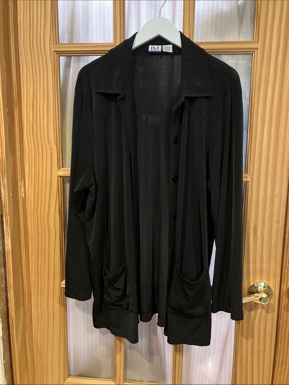 JM Collection black Lightweight Button-Front Women's Jacket